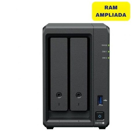 NAS Synology Diskstation DS725+/ 2 Bahías 3.5- 2.5/ 32GB DDR4/ Formato Torre