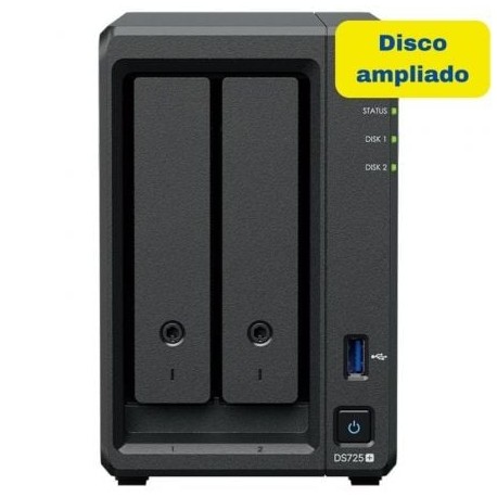 NAS Synology Diskstation DS725+/ 2 Bahías 3.5- 2.5/ 4GB DDR4/ 8TB/ Formato Torre