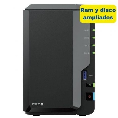NAS Synology Diskstation DS225+/ 2 Bahías 3.5- 2.5/ 6GB DDR4/ 8TB/ Formato Torre