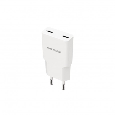 Nanocable Cargador 2xUSB-C/PD 25W, Blanco
