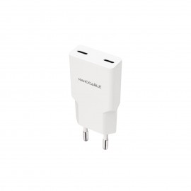 Nanocable Cargador 2xUSB-C/PD 20W, Blanco