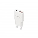 Nanocable Cargador USB-C/PD 30W + USB-A/QC 30W, Blanco
