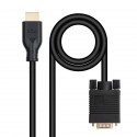 Nanocable Cable conversor VGA/M a HDMI/M, Negro, 1.8m