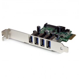 StarTech.com Tarjeta Adaptador PCI Express PCI-E USB 3.0 con UASP de 4 Puertos - Alimentaci PEXUSB3S4V