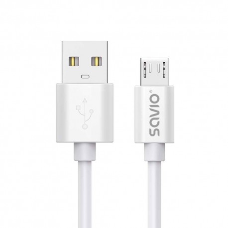 Savio USB cable 3 m USB 2.0 USB A - Micro USB White CL-167 cable USB Micro-USB A Blanco