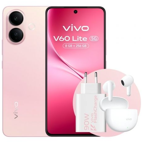 VIVO - Smartphone Vivo V60 Lite 8GB/ 256GB/ 6.77/ 5G/ Rosa/ Incluye Cargador 90W y Buds - 5671160