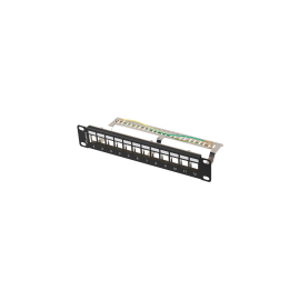 PATCH PANEL LANBERG 12 PUERTOS 1U RACK 10 FTP PARA MODULOS KEYSTONE NEGRO