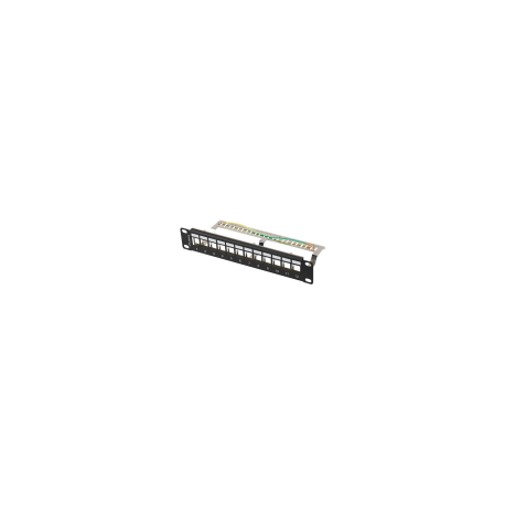 PATCH PANEL LANBERG 12 PUERTOS 1U RACK 10 FTP PARA MODULOS KEYSTONE NEGRO