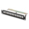 PATCH PANEL LANBERG 12 PUERTOS 1U RACK 10 FTP PARA MODULOS KEYSTONE NEGRO