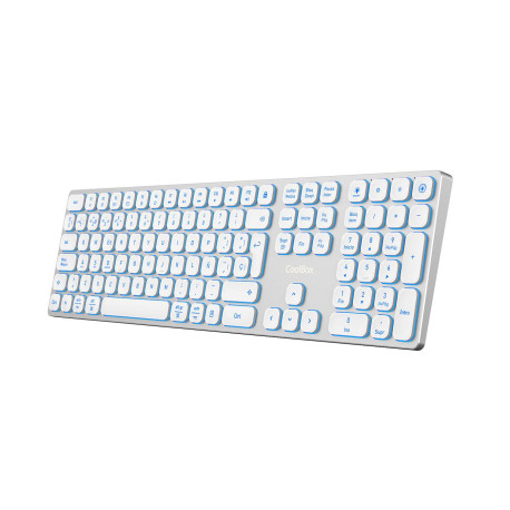 CoolBox TECLADO INALAMBRICO RETROILUMINADO MOONLIGHT KEY B431 USB-C+BT5.1+RF2.4G BLANCO DE ALUMINIO