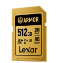 LEXAR 512GB PROFESSIONAL ARMOR GOLD SDXC UHS-II CARDS,  UP TO 280MB/S READ 210MB/S WRITE C10 V60 U3,STAINLESS STEEL CASING, IP68