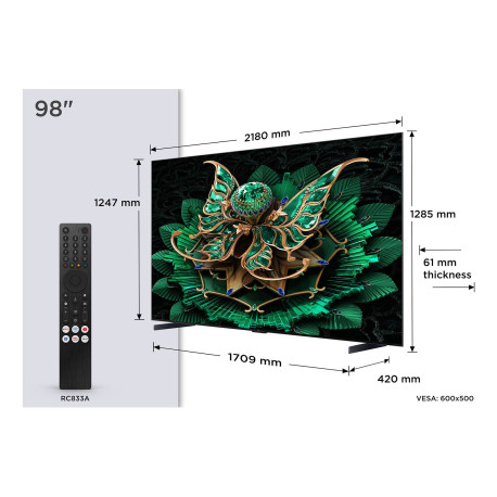 TCL 98C7K Televisor 2,49 m (98'') 4K Ultra HD Smart TV Wifi Metálico 3000 cd / m²