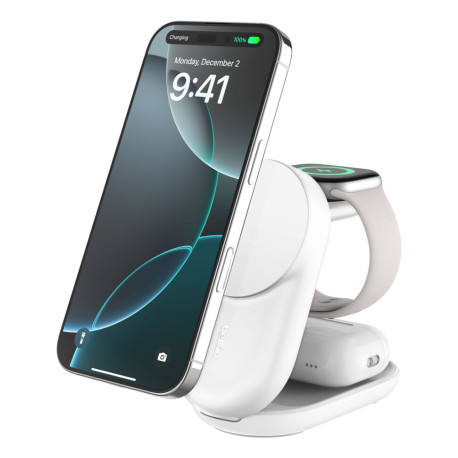Qi2 Fitness tracker, Auriculares, Smartphone, Reloj inteligente Blanco USB Cargador inalámbrico Carga rápida Interior