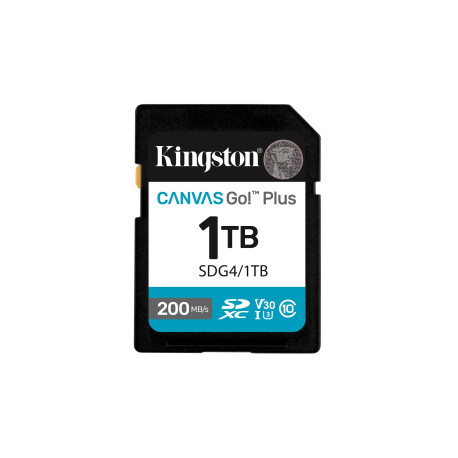 Kingston Technology 1TB SDXC Canvas Go Plus Gen4 200MB/s C10 UHS-I U3 V30 - SDG4/1TB