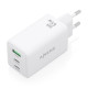 AISENS Cargador GaN 65W, 2xUSB-C PD3.0 QC4.0, 1xUSB-A QC3.0, Blanco