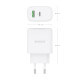 AISENS Cargador GaN 45W, 1xUSB-C PD3.0 QC4.0, 1xUSB-A QC3.0, Blanco