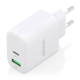 AISENS Cargador GaN 45W, 1xUSB-C PD3.0 QC4.0, 1xUSB-A QC3.0, Blanco