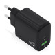 AISENS Cargador GaN 45W, 1xUSB-C PD3.0 QC4.0, 1xUSB-A QC3.0, Negro
