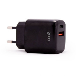 COOL CARGADOR RED  FAST CHARGER (PD) DUAL TIPO-C / USB  (20W) NEGRO