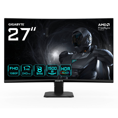 GIGABYTE GS27FC2 Monitor Gaming Curvo 27'' FHD - 1920 x 1080, 240Hz, 1ms, 350 cd/m², HDR Ready, HDMI 2.0, Displayport 1.4
