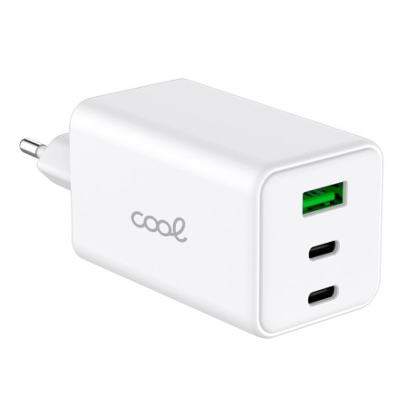 COOL CARGADOR RED UNIVERSAL ULTRA FAST PD PORT X3 (2 X TIPO-C + 1 X USB) 100W GAN BLANCO