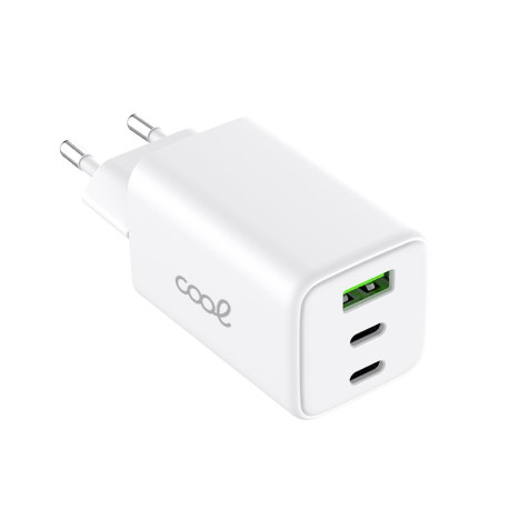 COOL CARGADOR RED UNIVERSAL ULTRA FAST PD PORT X3 (2X TIPO-C + 1X USB) (65W) GAN BLANCO