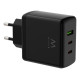 Ewent Cargador rápido GaN de 65W con 3 puertos (2 USB-C PD y 1 USB-A QC), diseño compacto