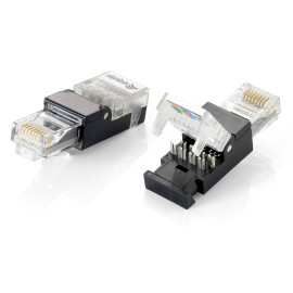 Equip 121163 RJ-45 Negro, Transparente conector