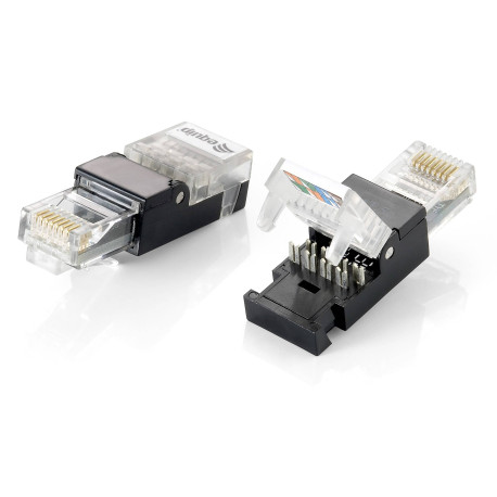 Equip 121163 RJ-45 Negro, Transparente conector