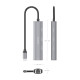 AISENS Dock USB-C A Ethernet Gigabit + Hub 3xUSB-C, Gris, 15cm
