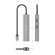 AISENS Dock USB-C A Ethernet Gigabit + Hub 1xUSB-C+2xUSB-A, Gris, 15cm