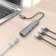AISENS USB3.0 Dock USB-A A Ethernet Gigabit + Hub 3xUSB-A, Gris, 15cm
