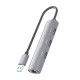 AISENS USB3.0 Dock USB-A A Ethernet Gigabit + Hub 3xUSB-A, Gris, 15cm