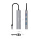 AISENS Dock USB-C A Ethernet Gigabit + Hub 3xUSB-A, Gris, 15cm