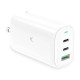 Ksix Cargador de red Multipuerto GaN 65W, PPS, Power Delivery, Carga ultra rápida, Conectores US+UE+UK, Blanco