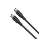 Ksix Cable de carga y datos , 1m, USB-C a USB-C, Carga ultrarrápida 60W, Silicona, Puertos Aleación de aluminio, Negro