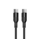 Ksix Cable de carga y datos , 1m, USB-C a USB-C, Carga ultrarrápida 60W, Silicona, Puertos Aleación de aluminio, Negro