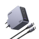 Ugreen Nexode Pro 160W GaN Charger with USB-C Cable Universal Negro, Gris Corriente alterna Carga rápida Interior