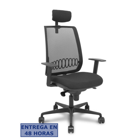 Silla Alares sincro malla negra bali negro brazo regulable base acero negro