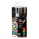 POSCA PC-5M Negro, Oro, Plata, Blanco 4 pieza(s)