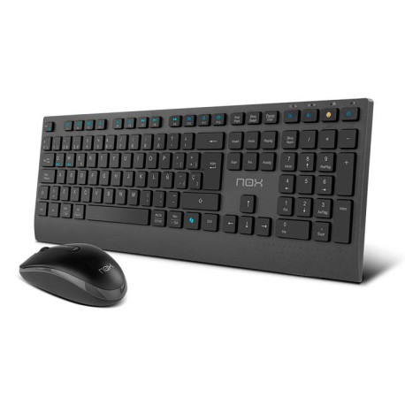 NOX NXLITEDUOSP teclado Ratón incluido Hogar RF Wireless + Bluetooth QWERTY Español Negro