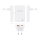 AISENS Cargador De Pared GaN Ultra Delgado 65W, 1xUSB-C PD3.0 QC4.0, 1xUSB-A QC3.0, Blanco