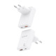 AISENS Cargador De Pared GaN Ultra Delgado 30W, 1xUSB-C PD3.0 QC4.0, 1xUSB-A QC3.0, Blanco