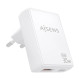 AISENS Cargador De Pared GaN Ultra Delgado 30W, 1xUSB-C PD3.0 QC4.0, 1xUSB-A QC3.0, Blanco