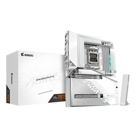 GIGABYTE X870 AORUS STEALTH ICE Placa Base – Compatible con procesadores AMD