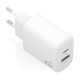 AISENS - CARGADOR GaN 30W, 1xUSB-C PD3.0 QC4.0, 1xUSB-A QC3.0, BLANCO