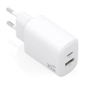 AISENS - CARGADOR GaN 30W, 1xUSB-C PD3.0 QC4.0, 1xUSB-A QC3.0, BLANCO