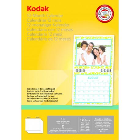 Kodak Calendario para impresora de tinta. incluye 13 hojas, sofware y nudillo 5740-016