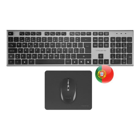 Tacens 6ZENITHPT teclado Ratón incluido Hogar / Oficina RF inalámbrico QWERTY Portugués Gris