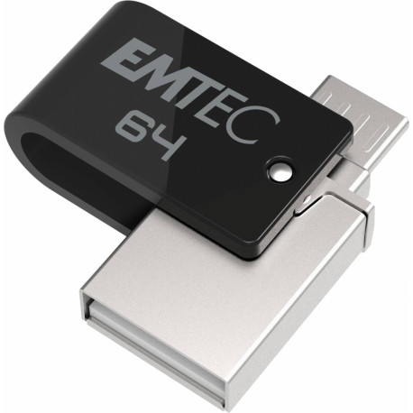 EMTEC - Emtec T260B unidad flash USB 64 GB USB Type-A / Micro-USB 2.0 Negro, Acero inoxidable - ecmmd64gt262b
